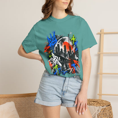 Urban Neon Graffiti Cityscape Streetwear T-Shirt