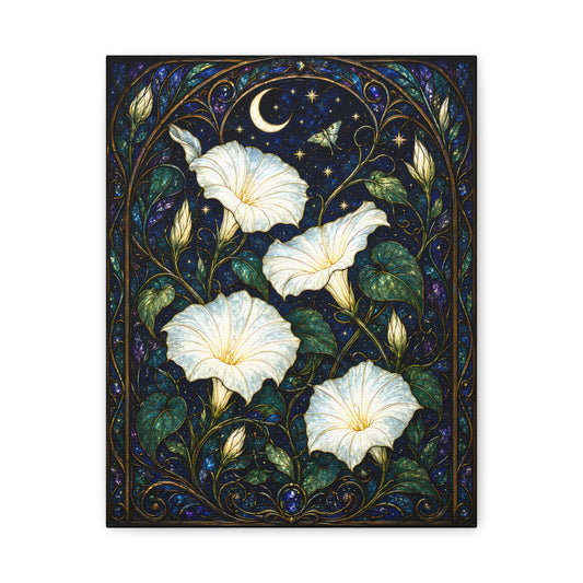 Moonlit Morning Glories Canvas Print 11 x 14