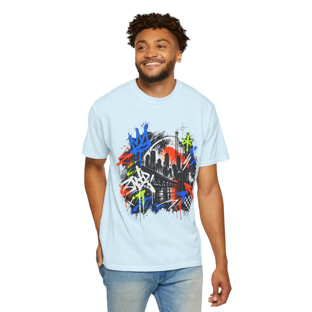 Urban Neon Graffiti Cityscape Streetwear T-Shirt