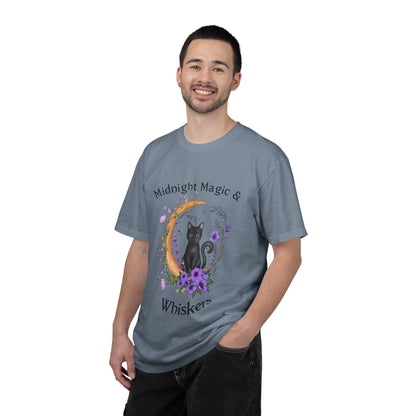 Mystical Black Cat Crescent Moon Floral Graphic Tee – Witchy Cat Lover Shirt