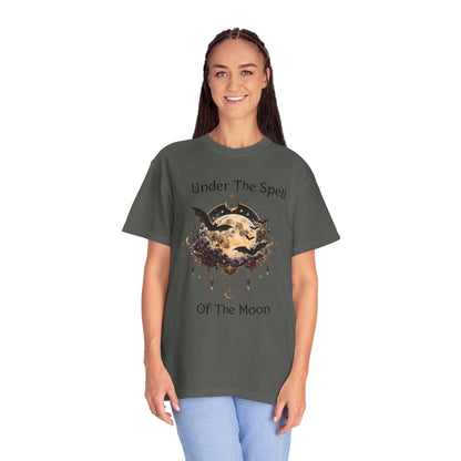 Moonlit Enchantment T-Shirt | Gothic Celestial Moon & Bats Graphic Tee