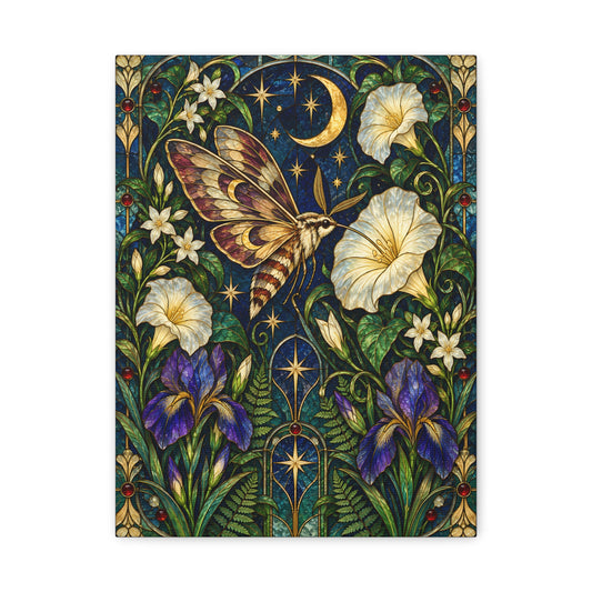 Moonlit Moth & Floral Botanical Print - 5 sizes