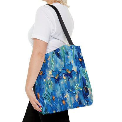 Cobalt Wildflower Meadow – Blue & Gold Painterly Floral Pattern