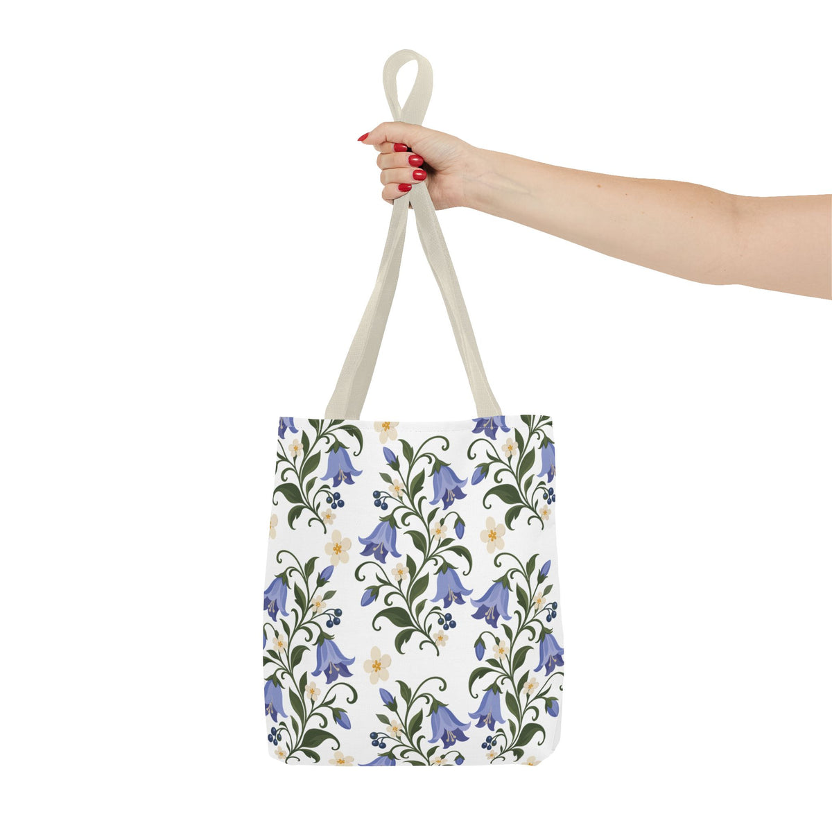 Bluebell Floral Tote Bag – All-Over Print Reusable Canvas Tote