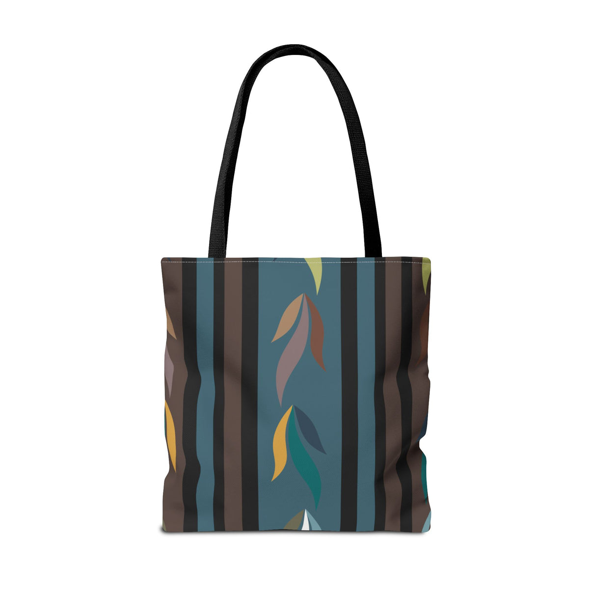 Autumn Stripe Leaf Tote Bag — Retro Boho AOP Canvas Tote