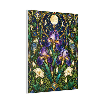 Midnight Iris Floral Cathedral Canvas Wall Art — 5 sizes