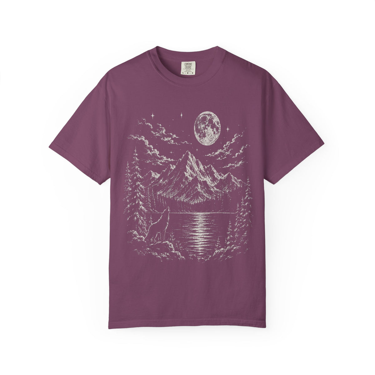 Vintage Wolf Moon T-Shirt – Howling Wolf Mountain & Forest Graphic Tee