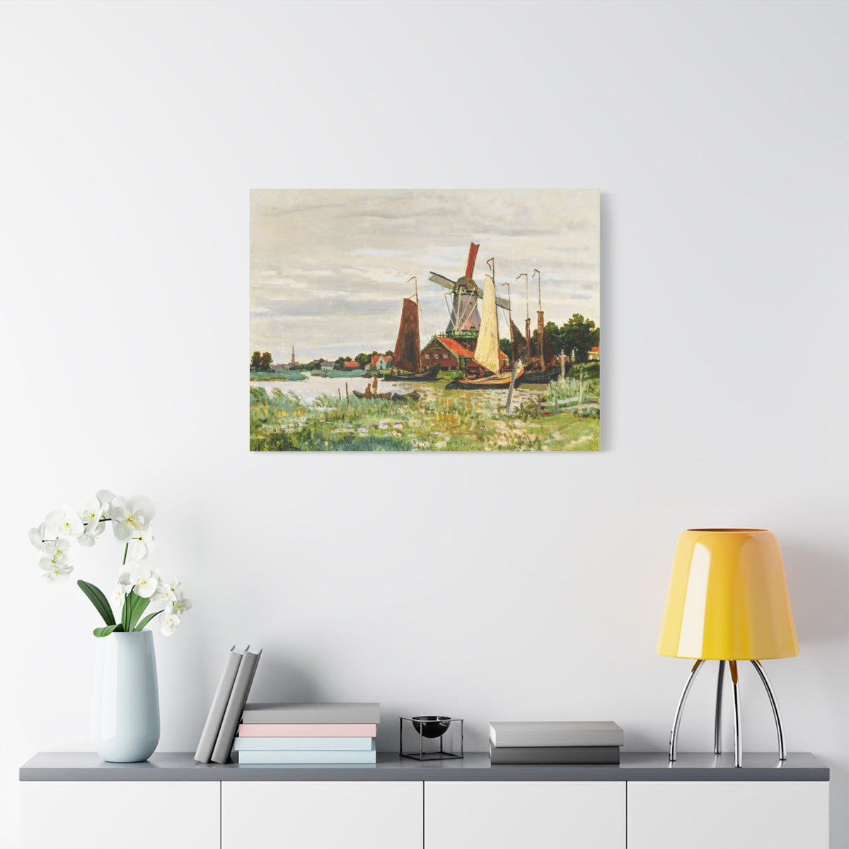 Claude Monet Dutch Windmill Wall Art | Zaandam Impressionist Landscape Print