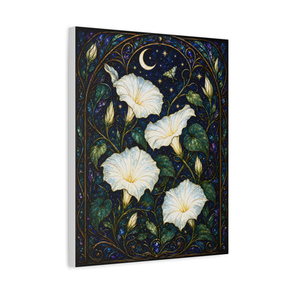 Moonlit Morning Glories Matte Canvas Print 16 x 20