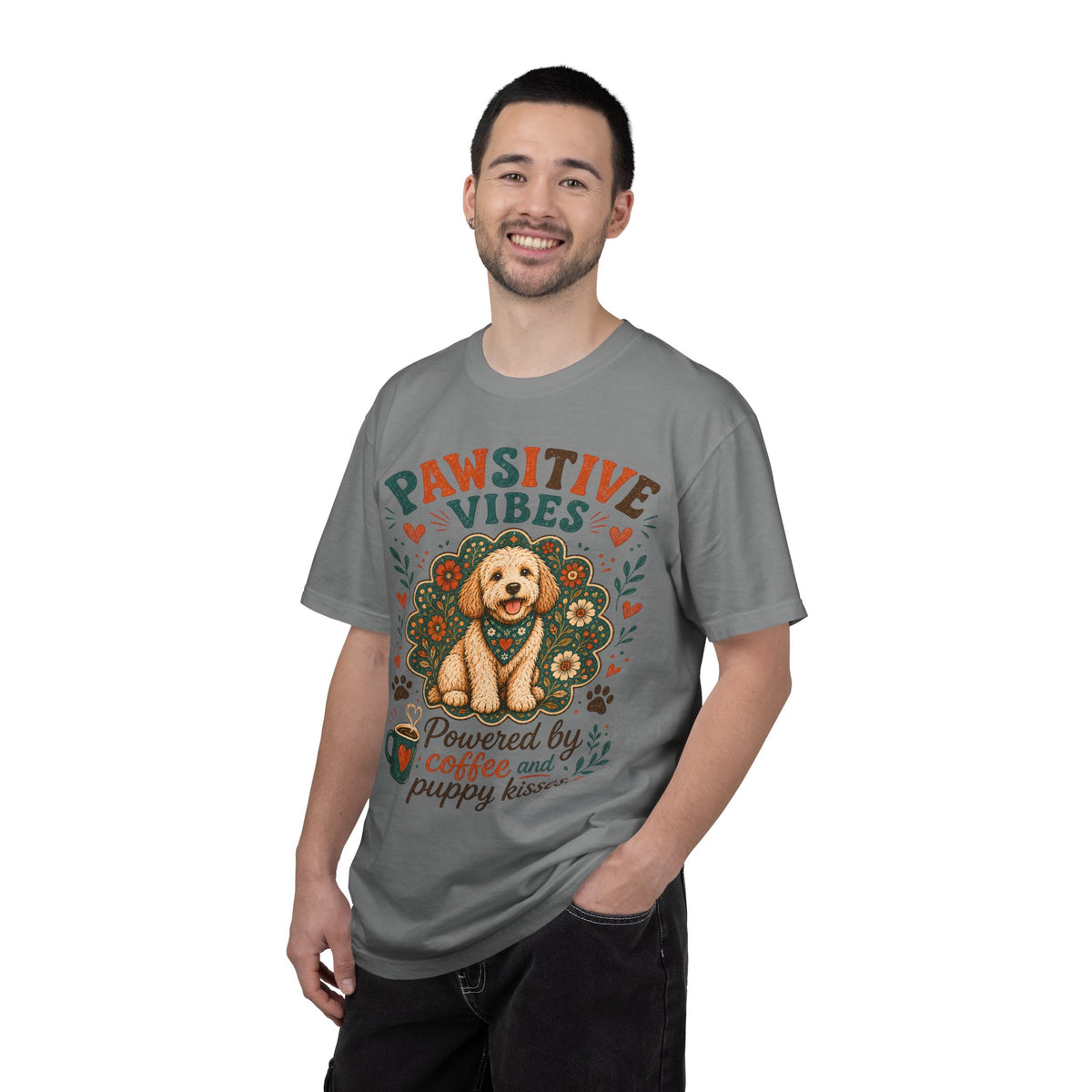 Pawsitive Vibes | Coffee & Puppy Kisses Dog Lover T-shirt