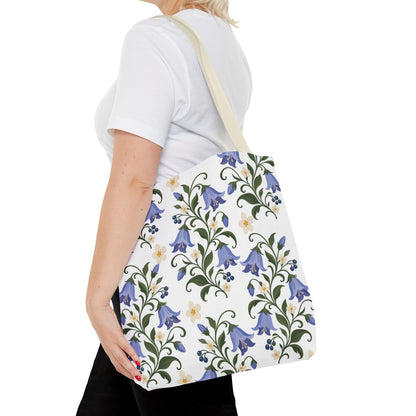 Bluebell Floral Tote Bag – All-Over Print Reusable Canvas Tote