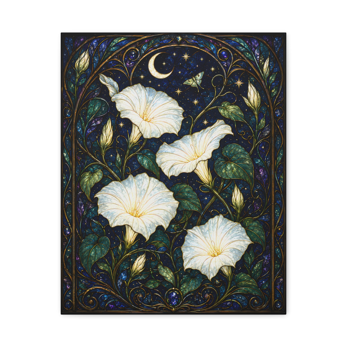 Moonlit Morning Glories Matte Canvas Print 16 x 20