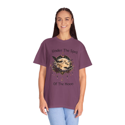Moonlit Enchantment T-Shirt | Gothic Celestial Moon & Bats Graphic Tee