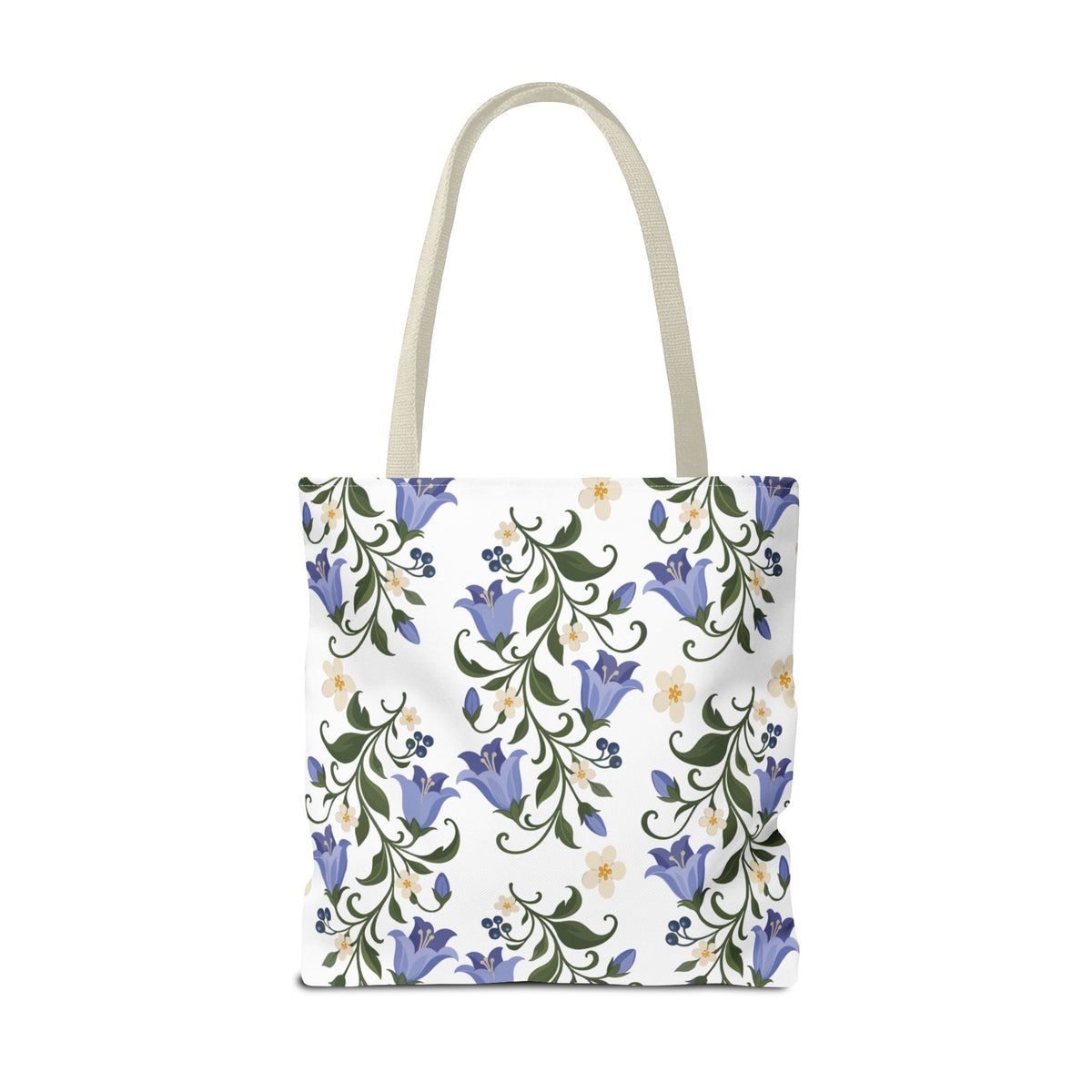 Bluebell Floral Tote Bag – All-Over Print Reusable Canvas Tote
