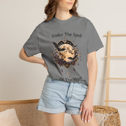 Moonlit Enchantment T-Shirt | Gothic Celestial Moon & Bats Graphic Tee