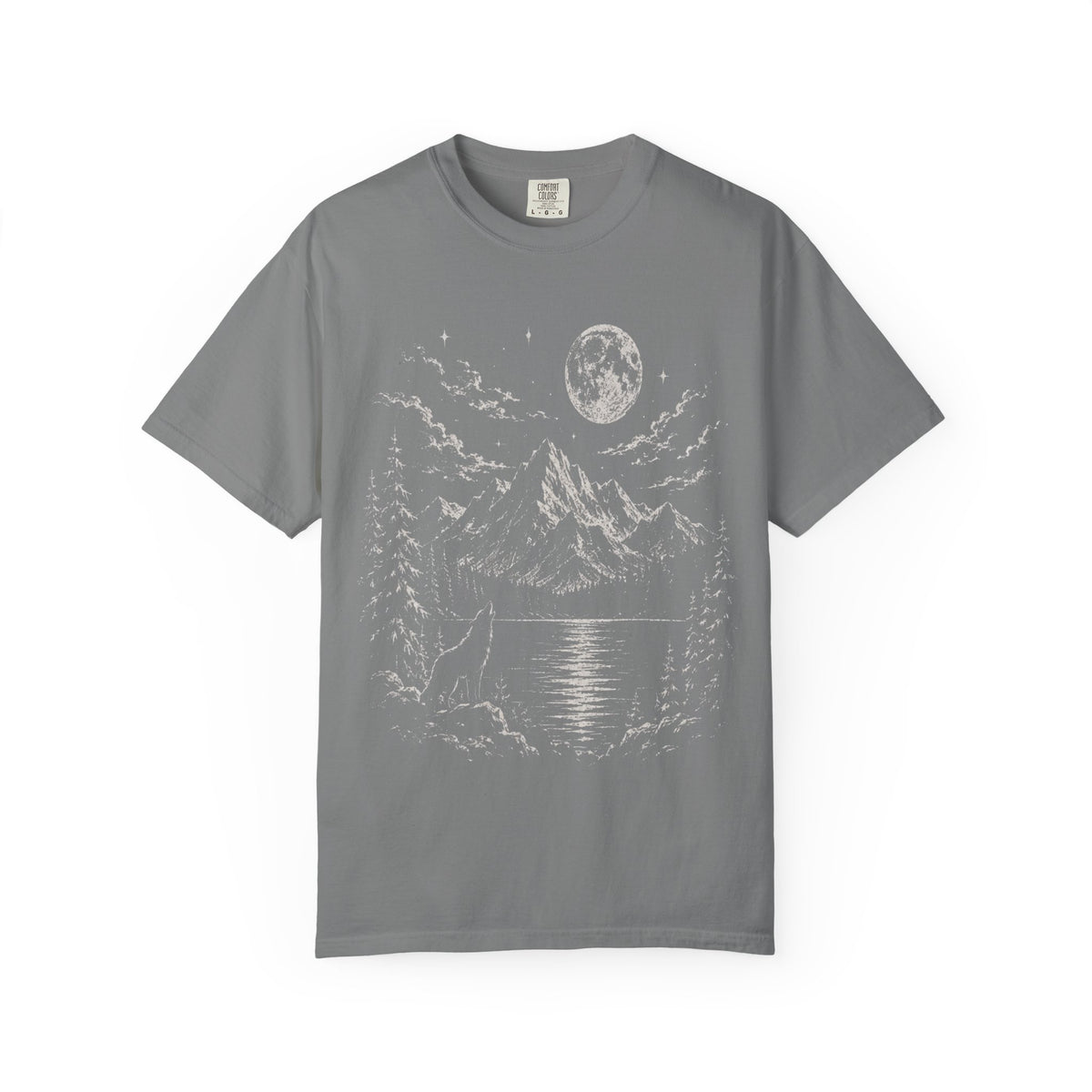 Vintage Wolf Moon T-Shirt – Howling Wolf Mountain & Forest Graphic Tee