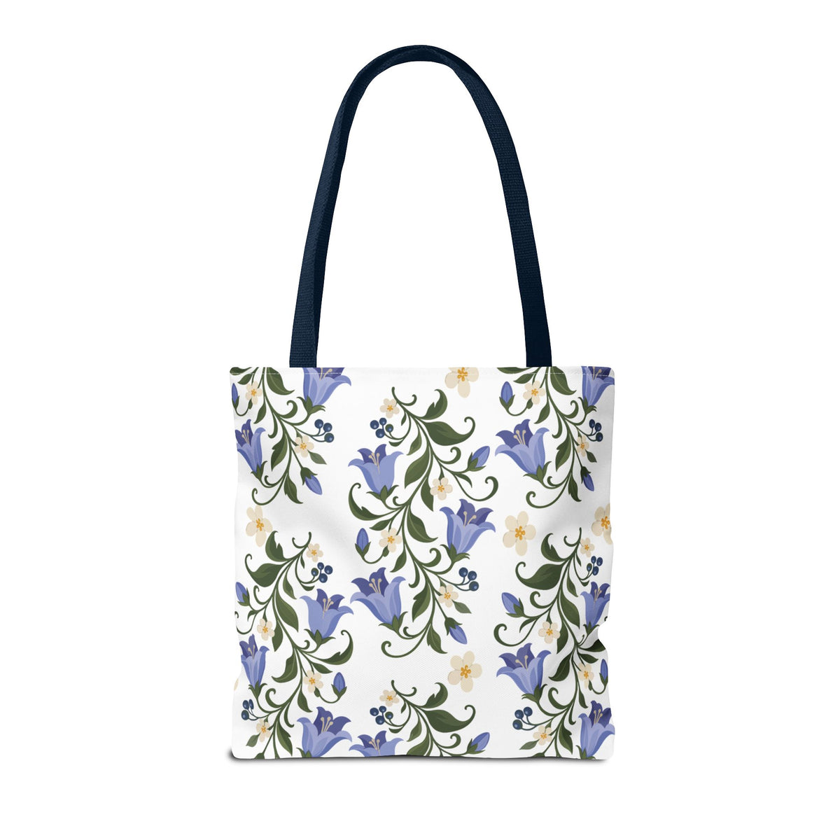 Bluebell Floral Tote Bag – All-Over Print Reusable Canvas Tote