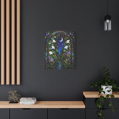 Moonlit Garden Passage | Stained Glass Botanical Wall Art