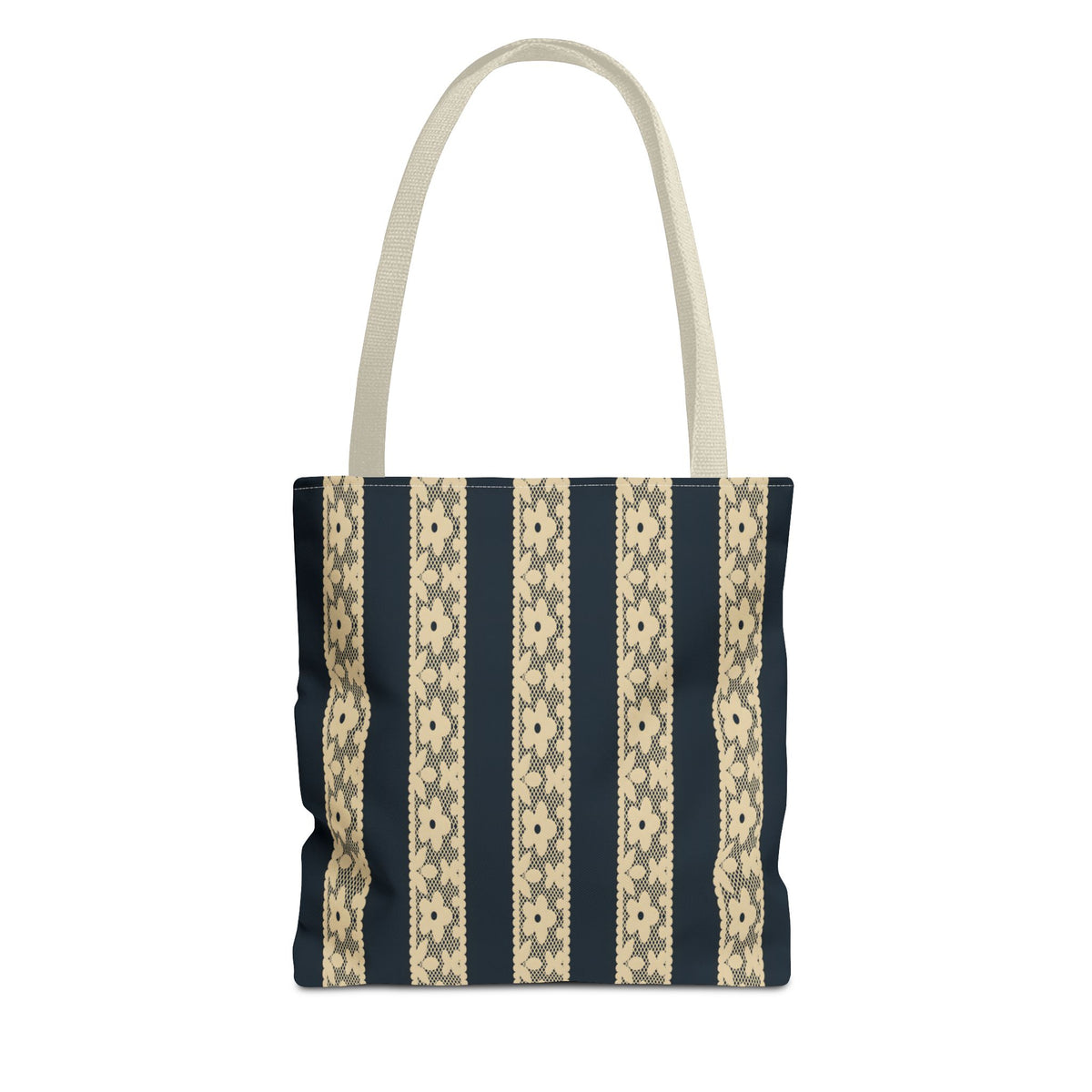 Lace Floral Yellow Black Stripe Tote Bag