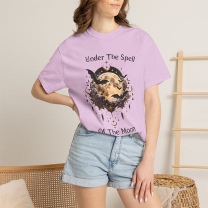 Moonlit Enchantment T-Shirt | Gothic Celestial Moon & Bats Graphic Tee
