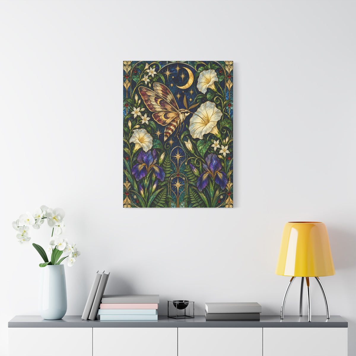 Moonlit Moth & Floral Botanical Print - 5 sizes