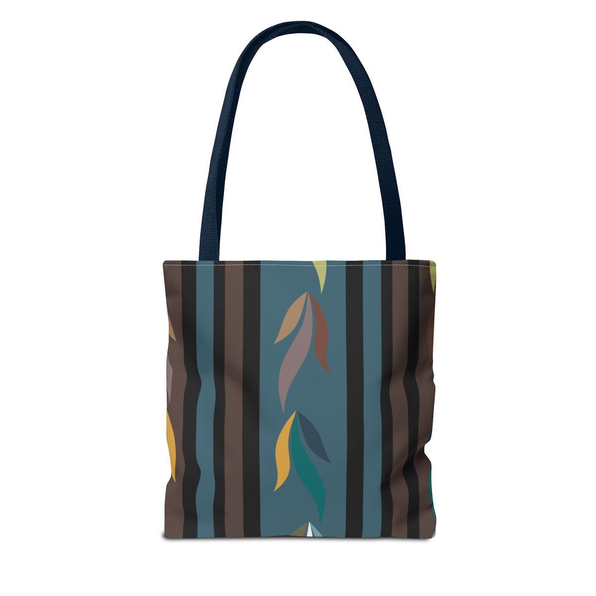 Autumn Stripe Leaf Tote Bag — Retro Boho AOP Canvas Tote