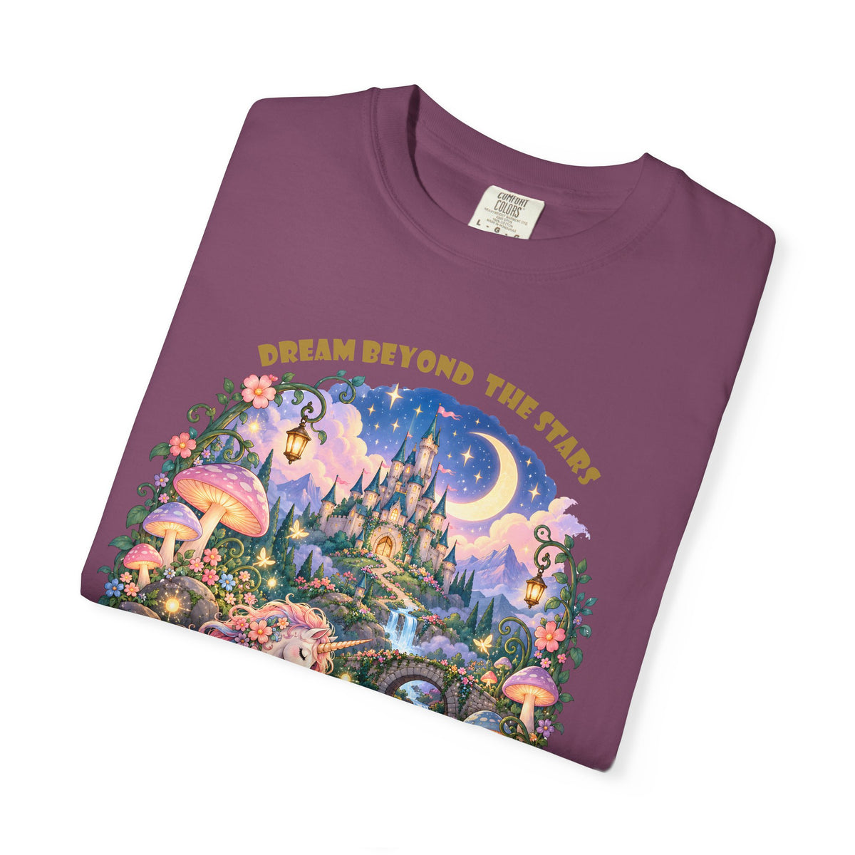 Enchanted Unicorn & Dragon Fairytale T-Shirt – Magical Castle Garden
