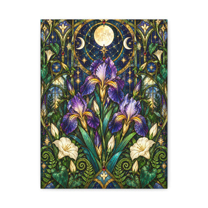 Midnight Iris Floral Cathedral Canvas Wall Art — 5 sizes