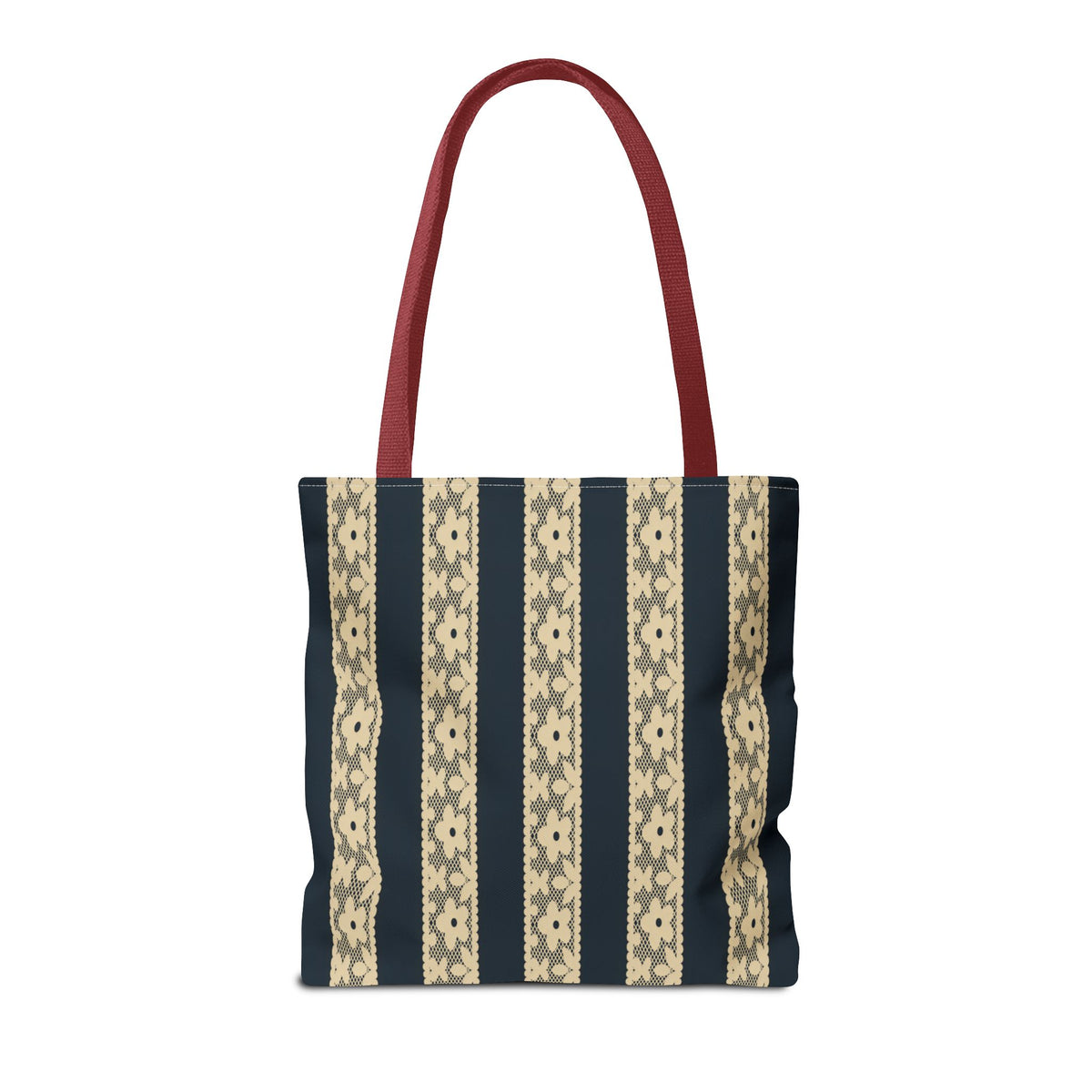 Lace Floral Yellow Black Stripe Tote Bag