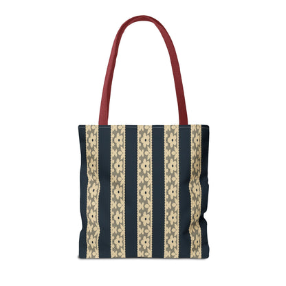 Lace Floral Yellow Black Stripe Tote Bag