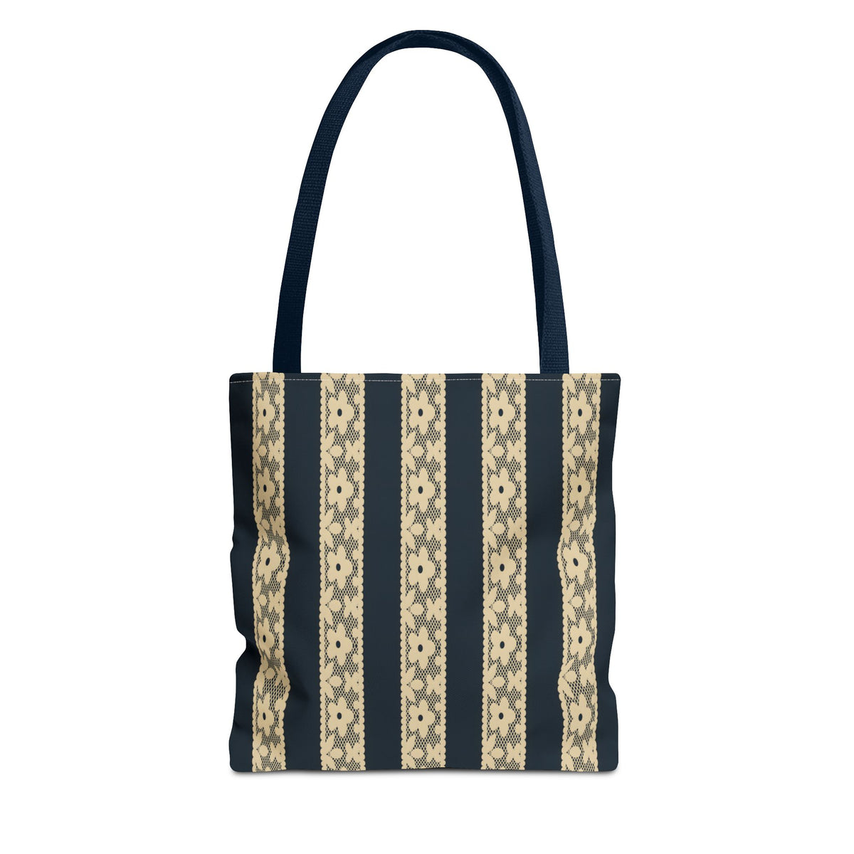 Lace Floral Yellow Black Stripe Tote Bag