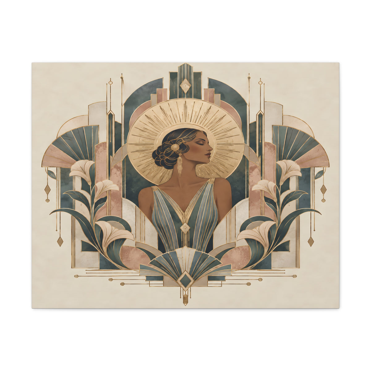 Art Deco Woman Wall Art | Golden Muse Vintage Glamour Print