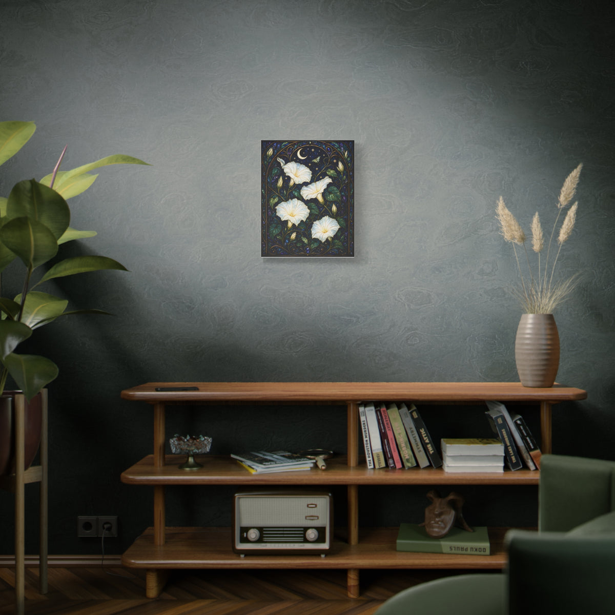 Moonlit Morning Glories Matte Canvas Print 16 x 20