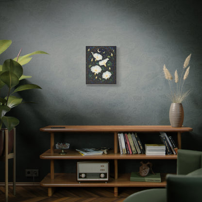 Moonlit Morning Glories Matte Canvas Print 16 x 20