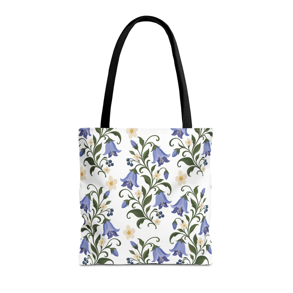Bluebell Floral Tote Bag – All-Over Print Reusable Canvas Tote