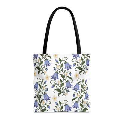 Bluebell Floral Tote Bag – All-Over Print Reusable Canvas Tote