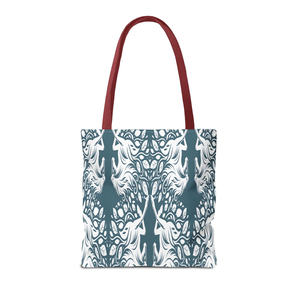 Abstract Teal Symmetry Tote Bag — All-Over-Print Artistic Pattern
