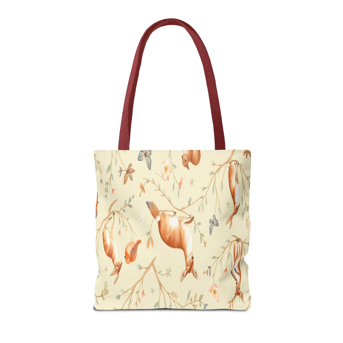 Floral Woodland Tote Bag - Deer & Birds Pattern