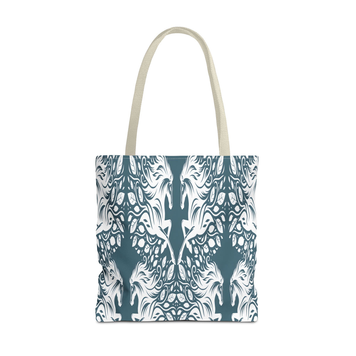 Abstract Teal Symmetry Tote Bag — All-Over-Print Artistic Pattern