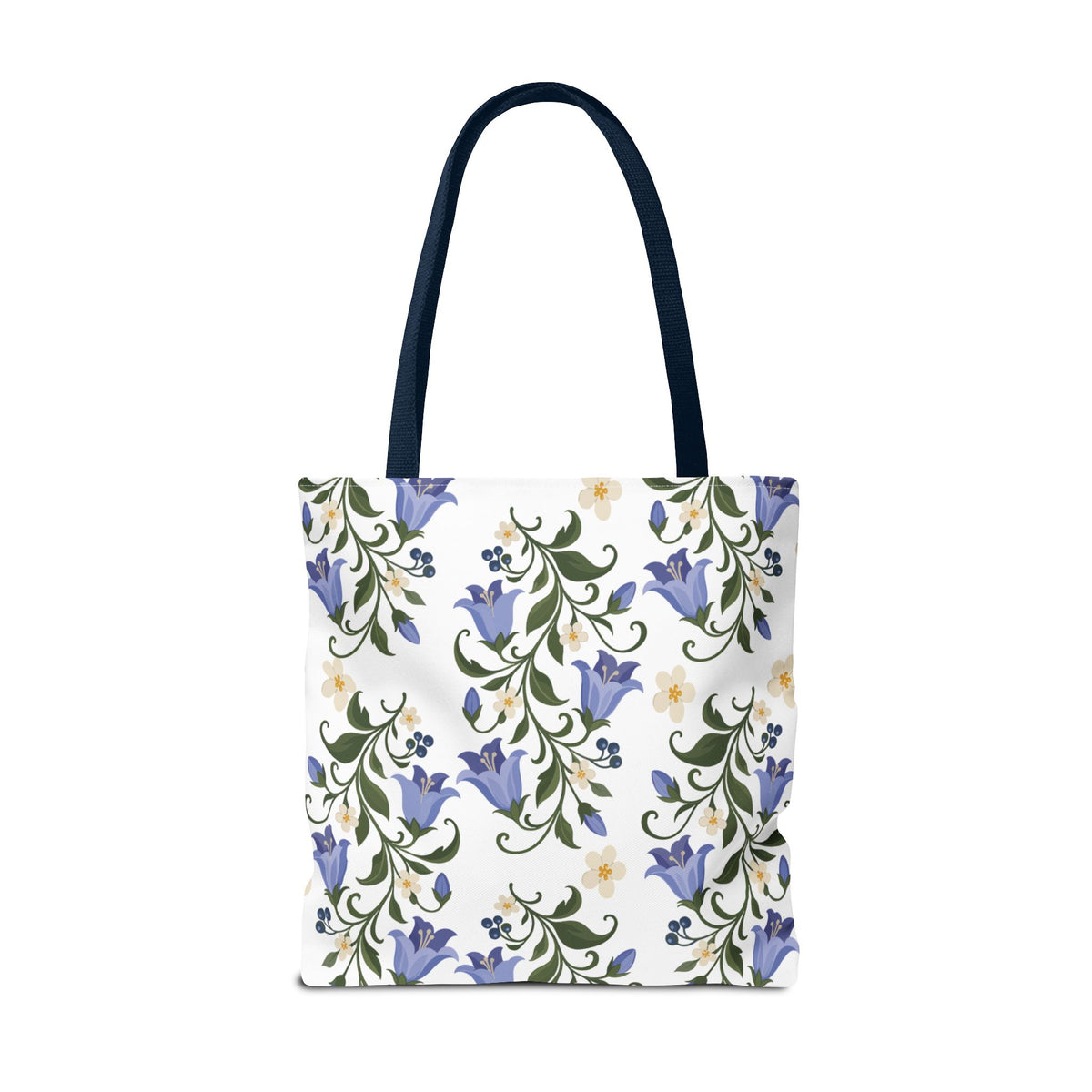 Bluebell Floral Tote Bag – All-Over Print Reusable Canvas Tote