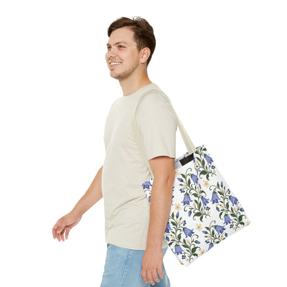 Bluebell Floral Tote Bag – All-Over Print Reusable Canvas Tote