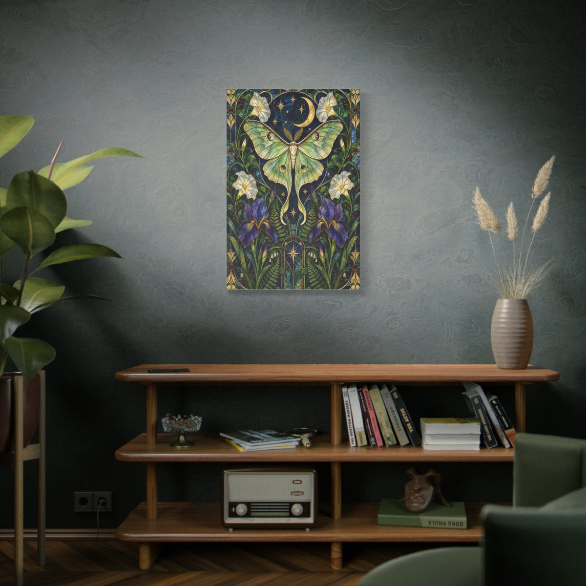 Luna Moth Botanical Canvas Print — Sizes 20 x 30, 24 x 36, 24 x 48