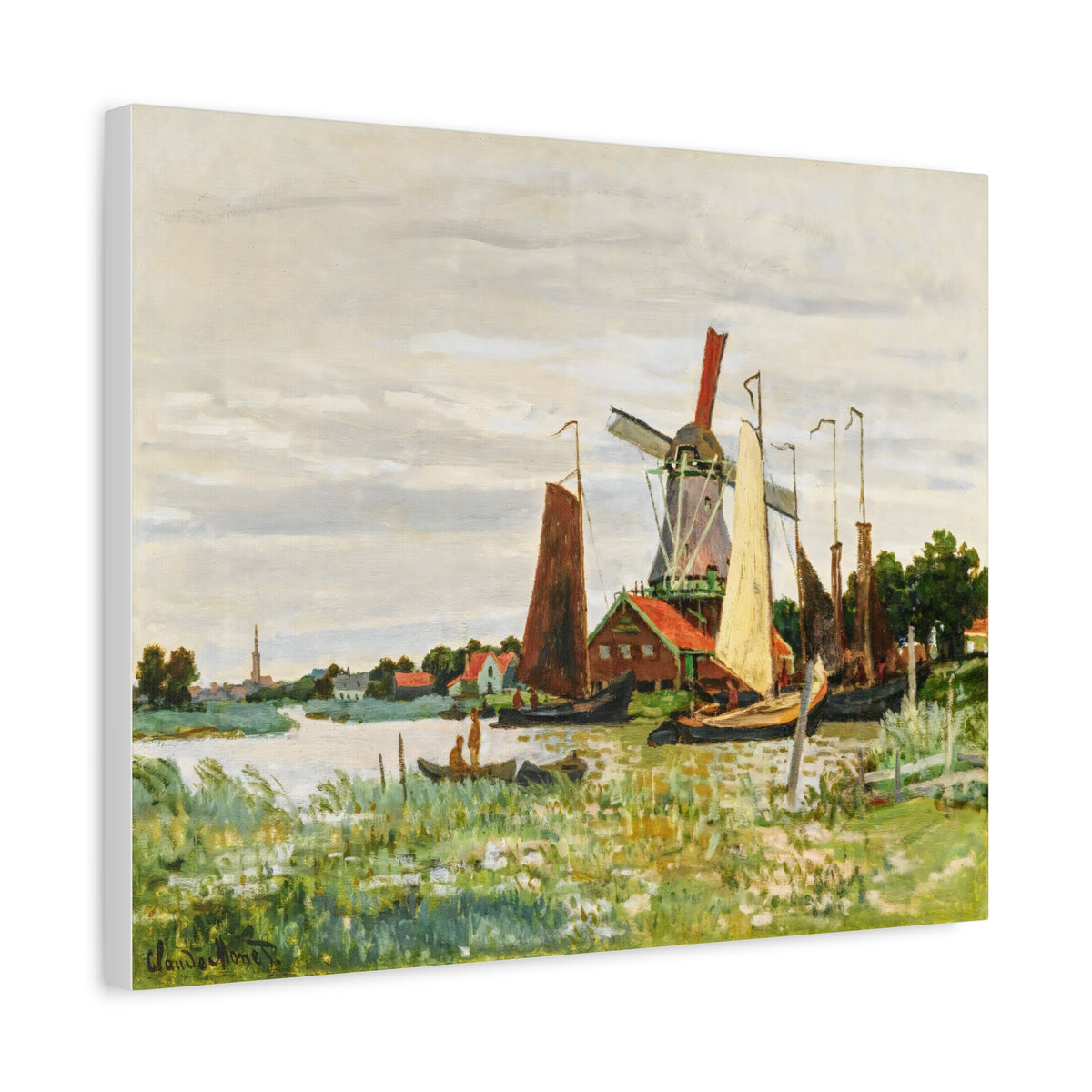 Claude Monet Dutch Windmill Wall Art | Zaandam Impressionist Landscape Print