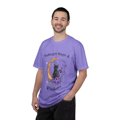 Mystical Black Cat Crescent Moon Floral Graphic Tee – Witchy Cat Lover Shirt