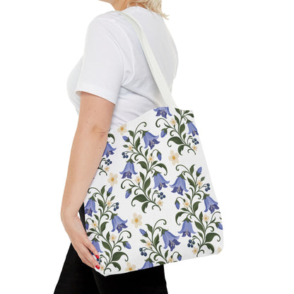 Bluebell Floral Tote Bag – All-Over Print Reusable Canvas Tote