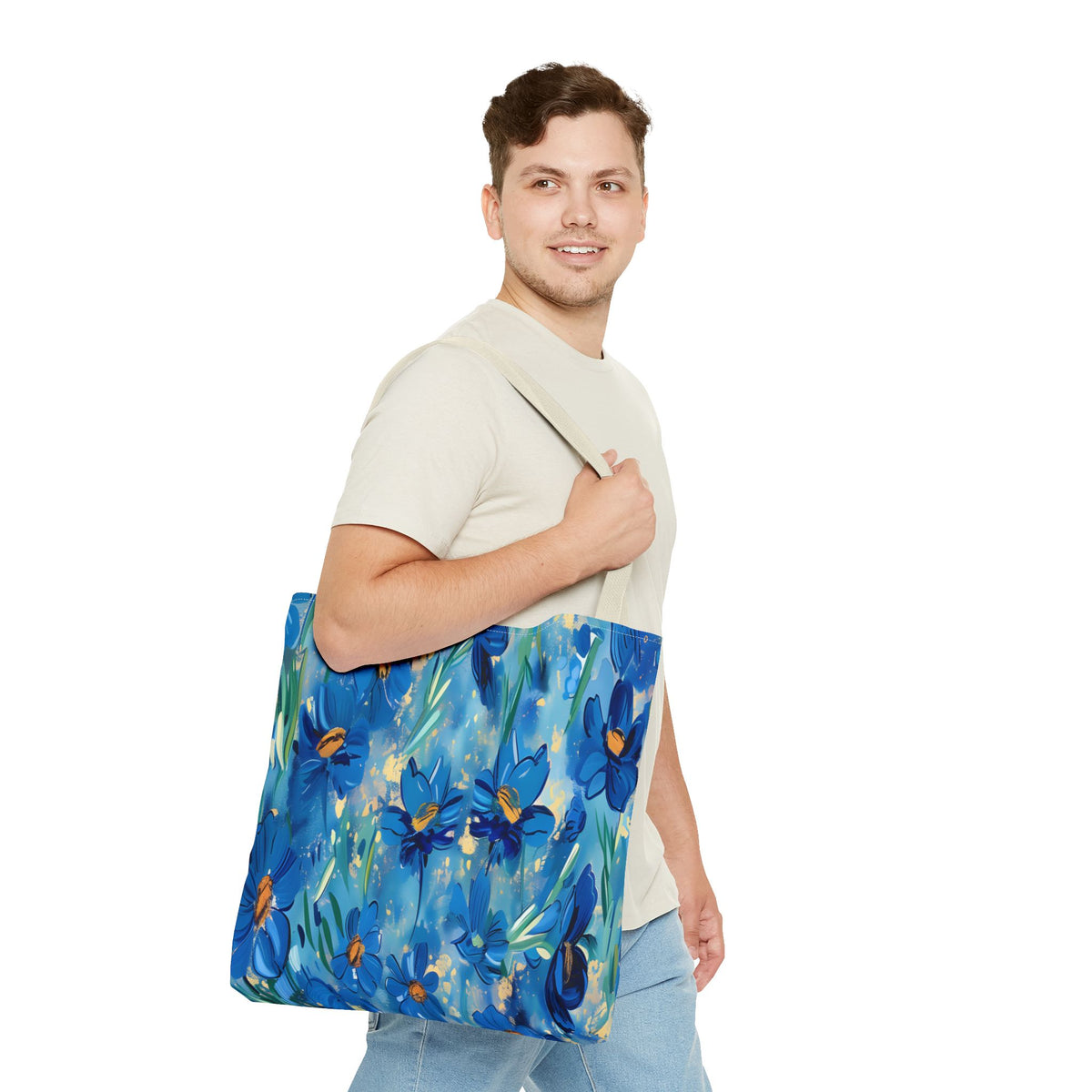 Cobalt Wildflower Meadow – Blue & Gold Painterly Floral Pattern