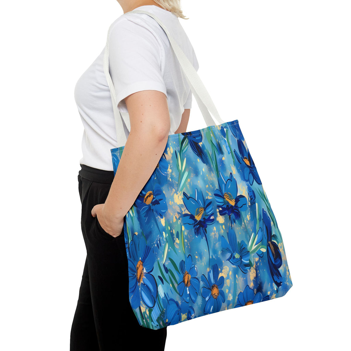 Cobalt Wildflower Meadow – Blue & Gold Painterly Floral Pattern
