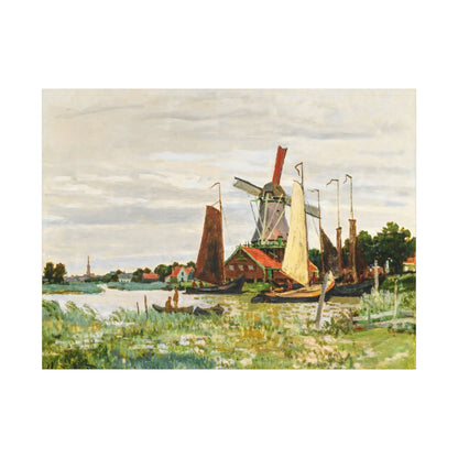 Claude Monet Dutch Windmill Wall Art | Zaandam Impressionist Landscape Print