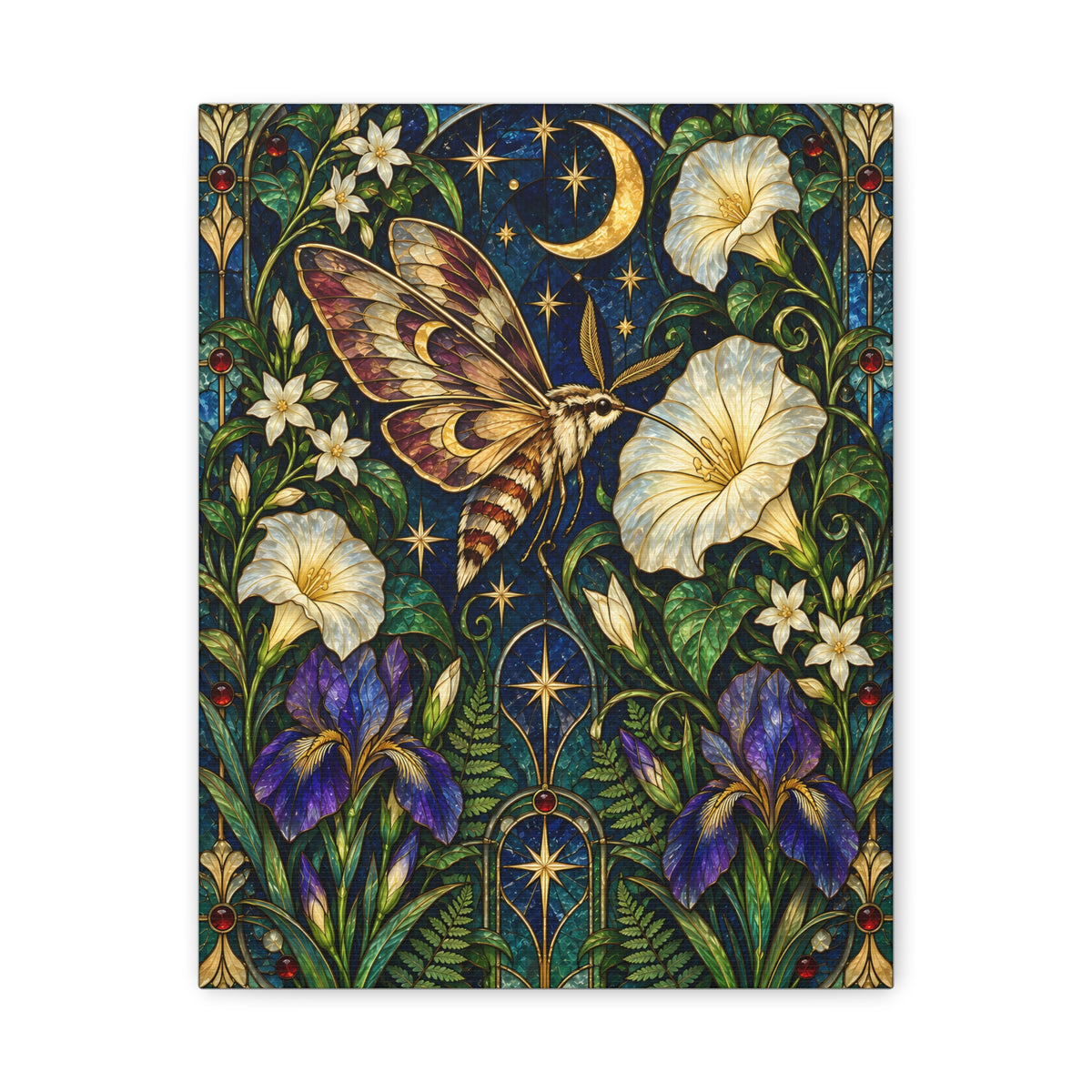 Moonlit Moth & Floral Botanical Print - 5 sizes