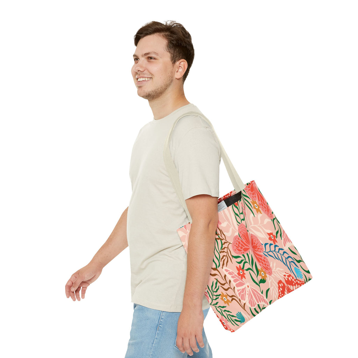 Floral Pattern Tote Bag — Pink Botanical All-Over Print